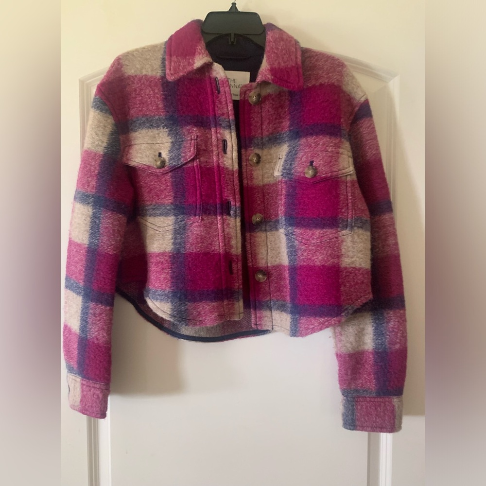 Wilfred Free Aritzia Plaid Jacket in Pink and Purple
